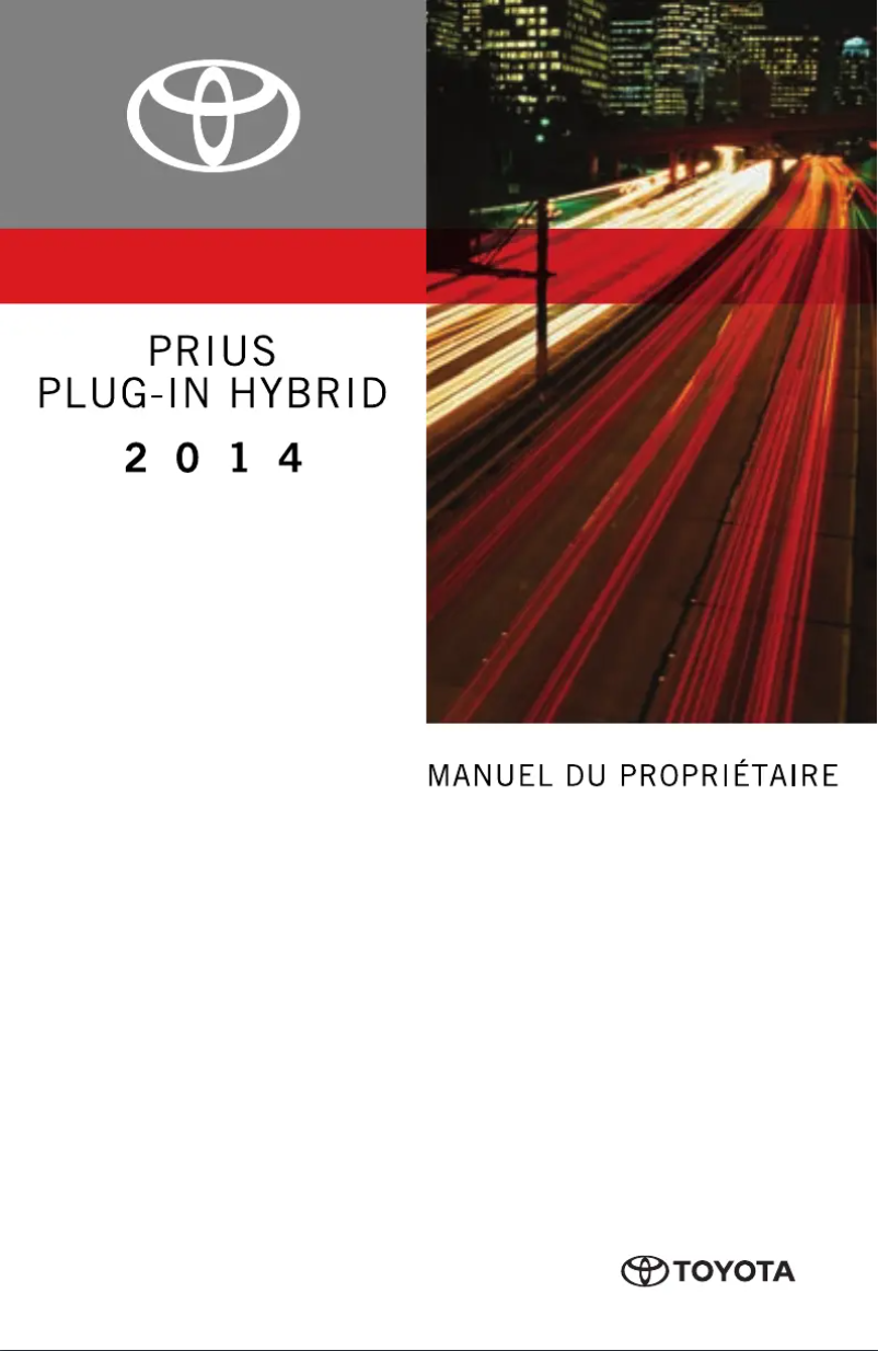 Page 1 of the manual User Manual Toyota Prius Plug-in Hybrid (2014)