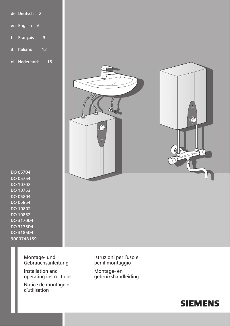 Page 1 of the manual User Manual Siemens DO05704