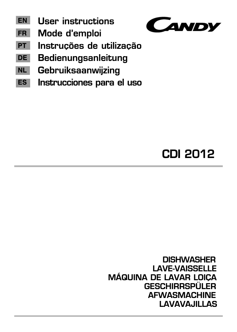 Page 1 of the manual User Manual Candy CDI 2012/E-S