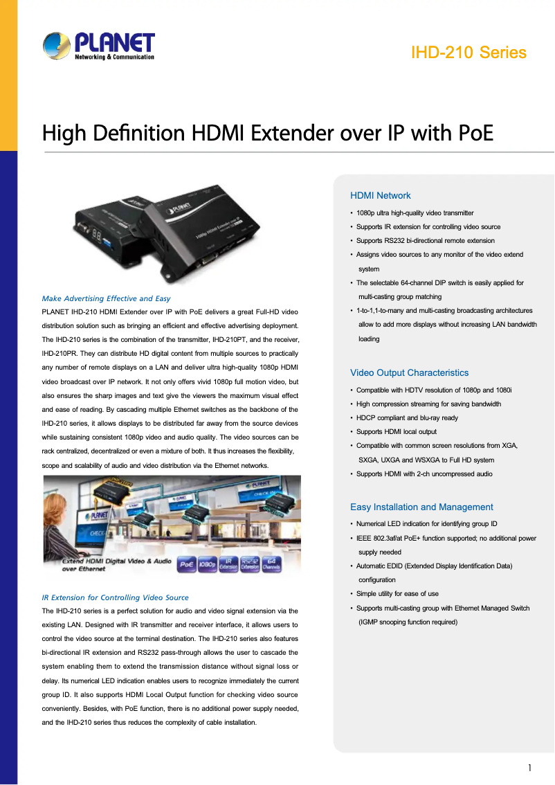 First page image of the manual for IHD-210PR