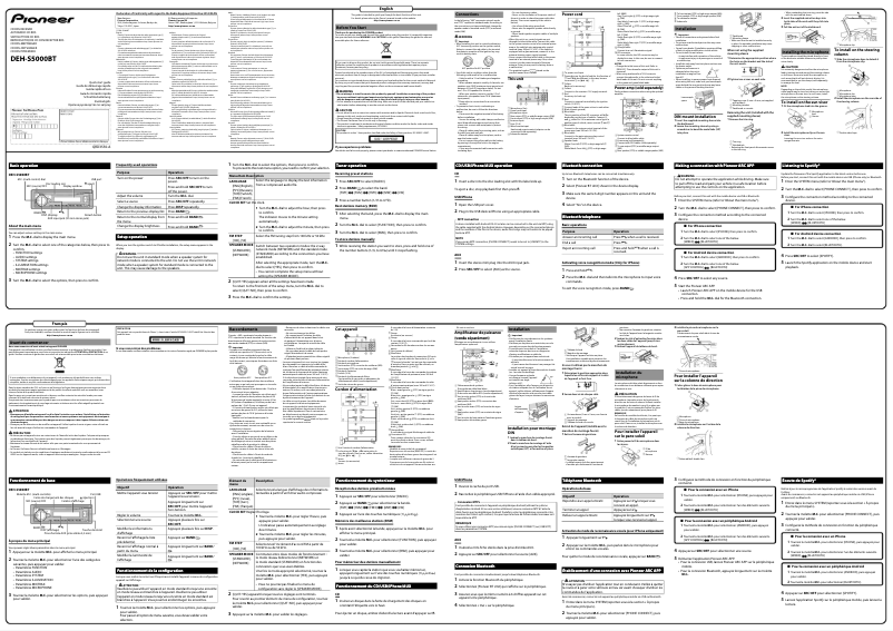 First page image of the manual for DEH-S5000BT