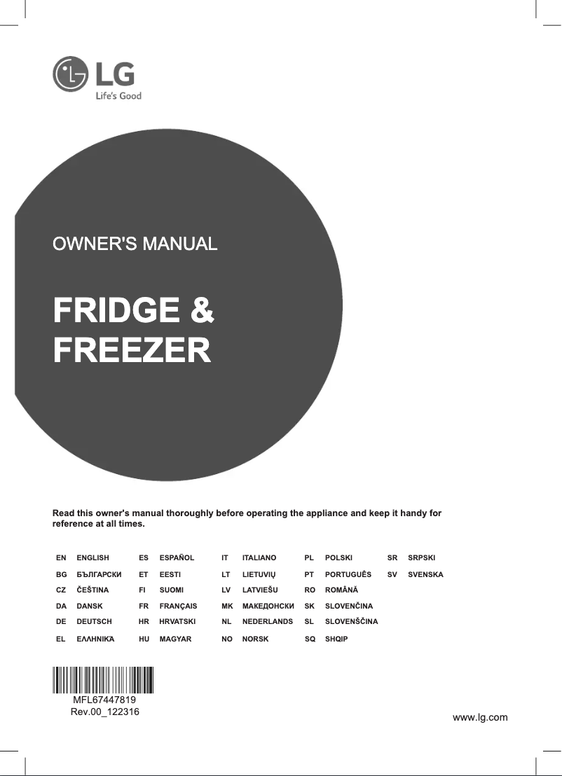 Page 1 of the manual User Manual LG GSX960NEAZ Instaview