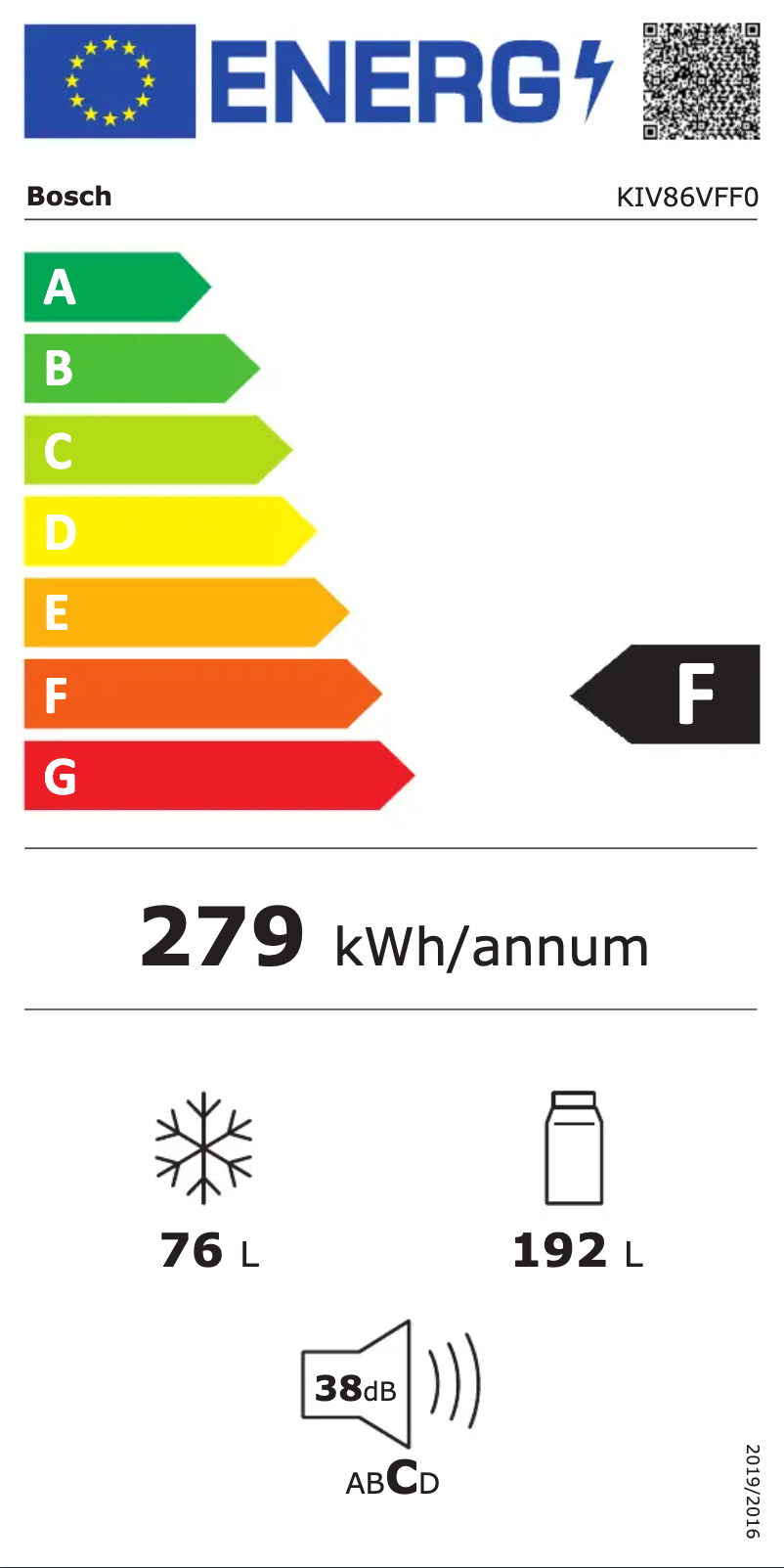 Page 1 of the manual Energy Label Bosch KIV86VFF0