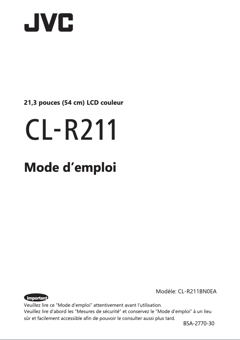 Page 1 of the manual User Manual JVC CL-R211
