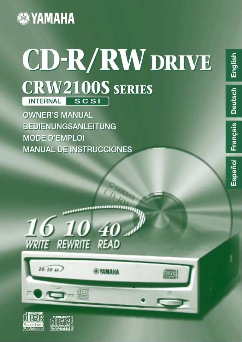 Page 1 of the manual User Manual Yamaha CRW-2100S