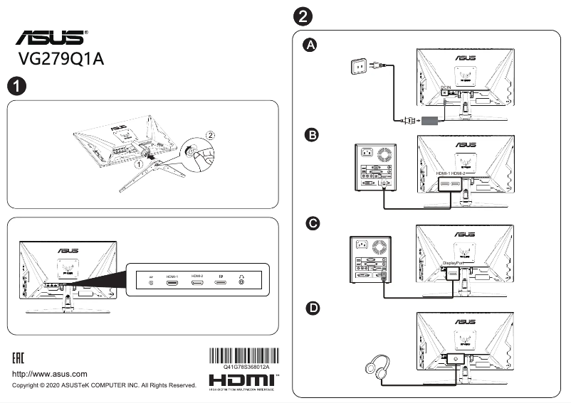 First page image of the manual for TUF Gaming VG279Q1A