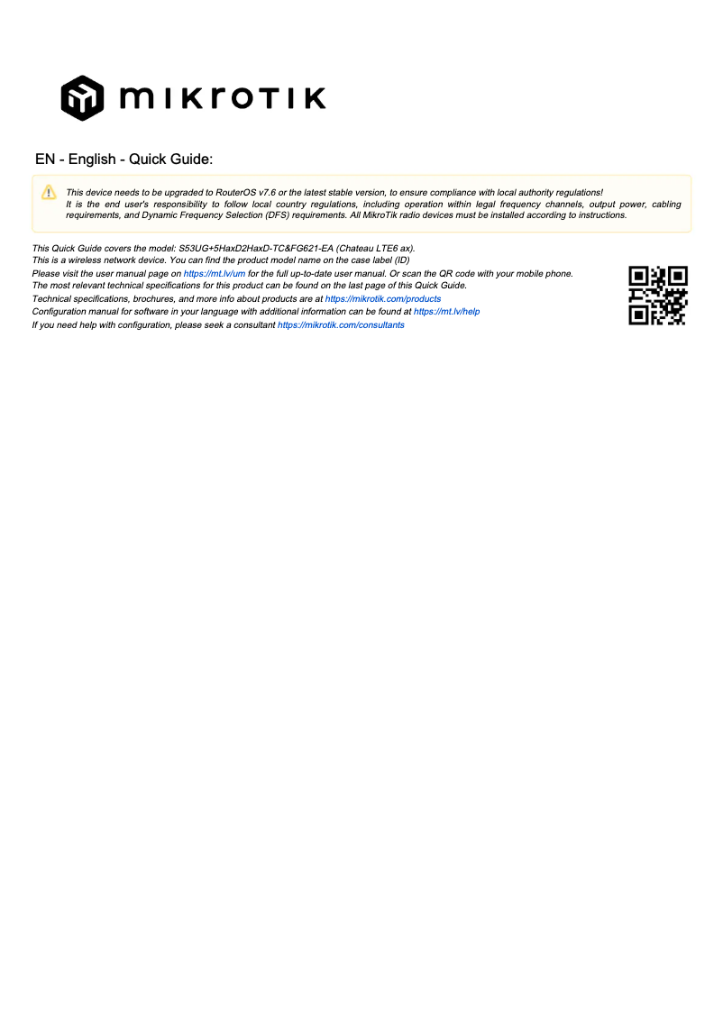 Page 1 of the manual User Manual Mikrotik Chateau LTE6 ax