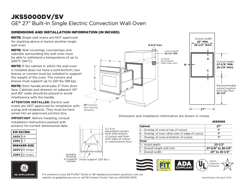 First page image of the manual for JKS5000SVSS