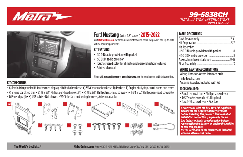First page image of the manual for 99-5838CH