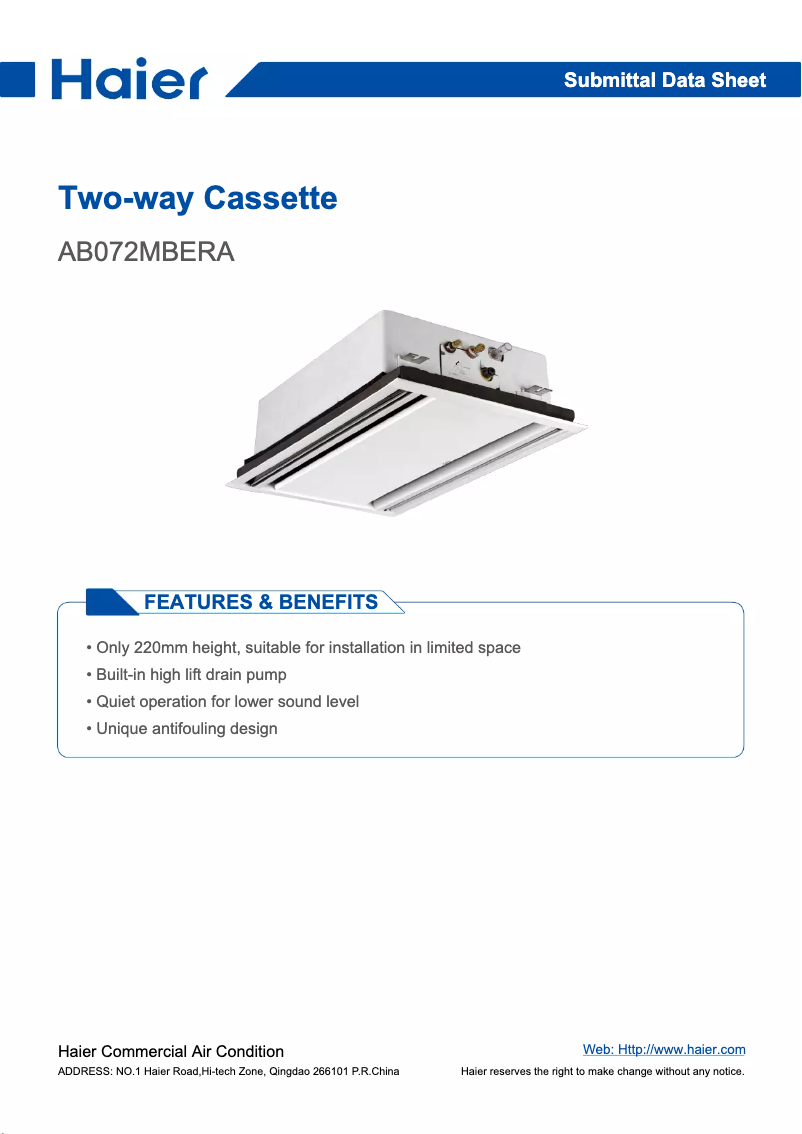 Page 1 of the manual User Manual Haier 2-WAY CASSETTE