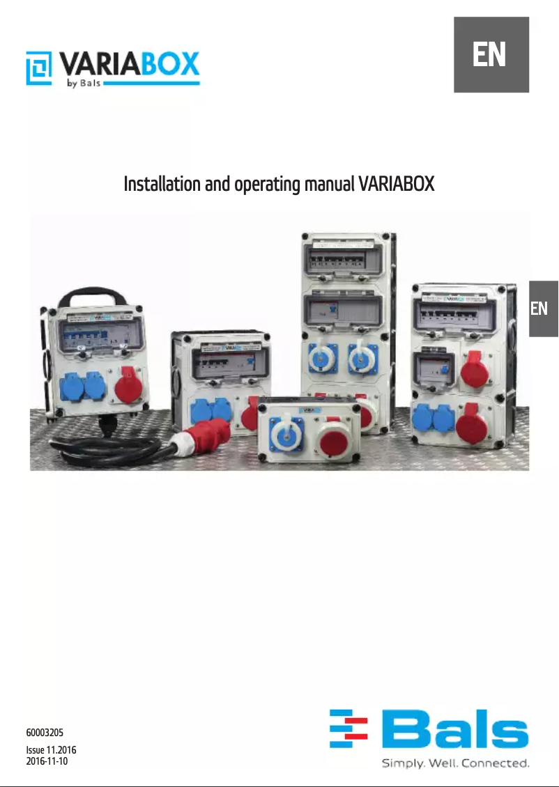 First page image of the manual for Variabox