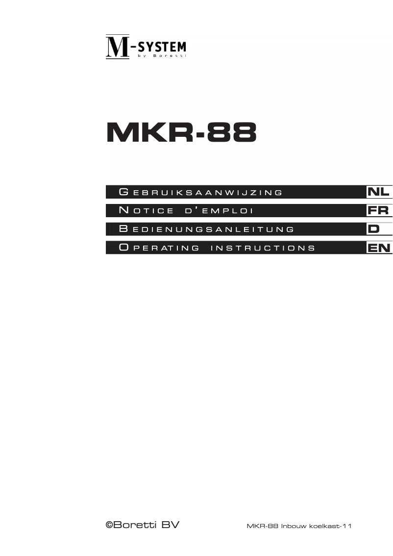 Page 1 of the manual User Manual M-System MKR-88