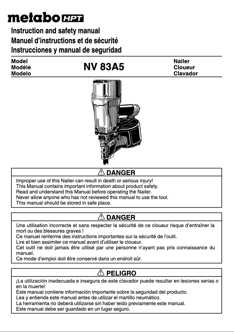 First page image of the manual for NV83A5