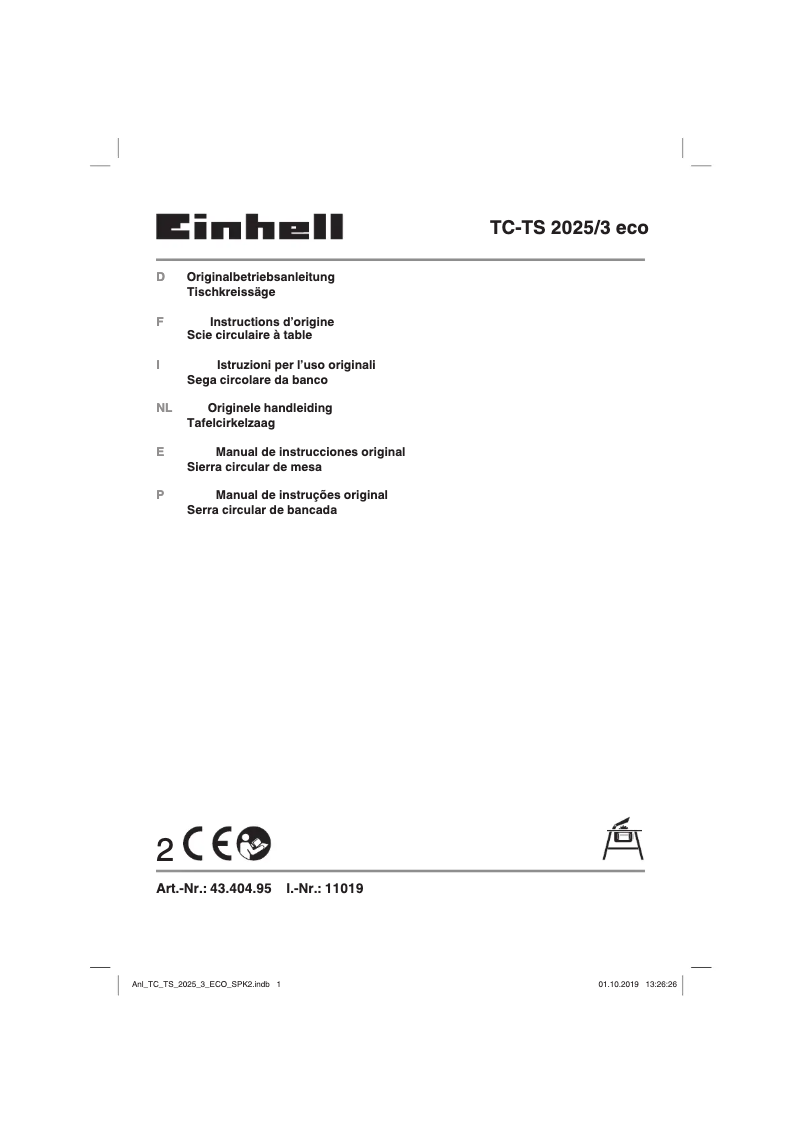 First page image of the manual for TC-TS 2025/3 eco