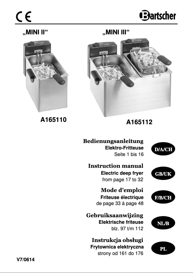 Page 1 of the manual User Manual Bartscher Mini II A165112
