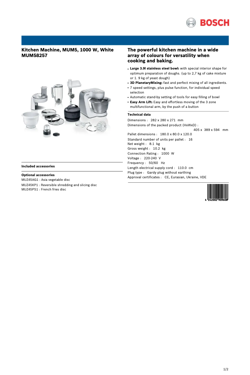 First page image of the manual for MUM58257