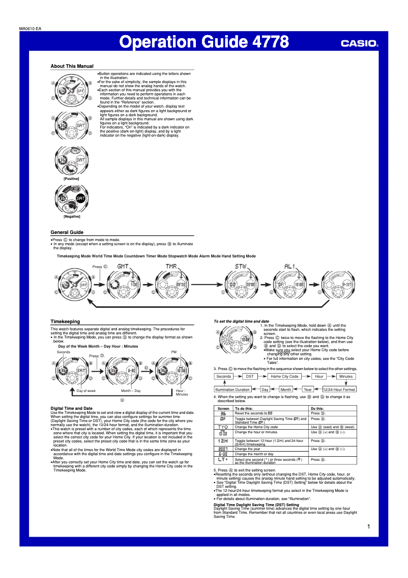 Page 1 of the manual User Manual Casio AW-591-2AER