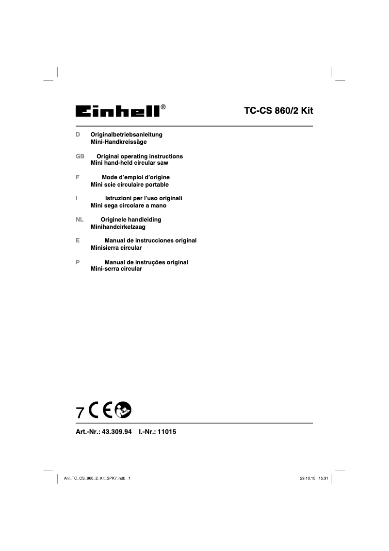 First page image of the manual for TC-CS 860/2