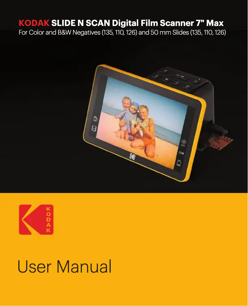 First page image of the manual for SLIDE N SCAN Digital Film Scanner 7" Max