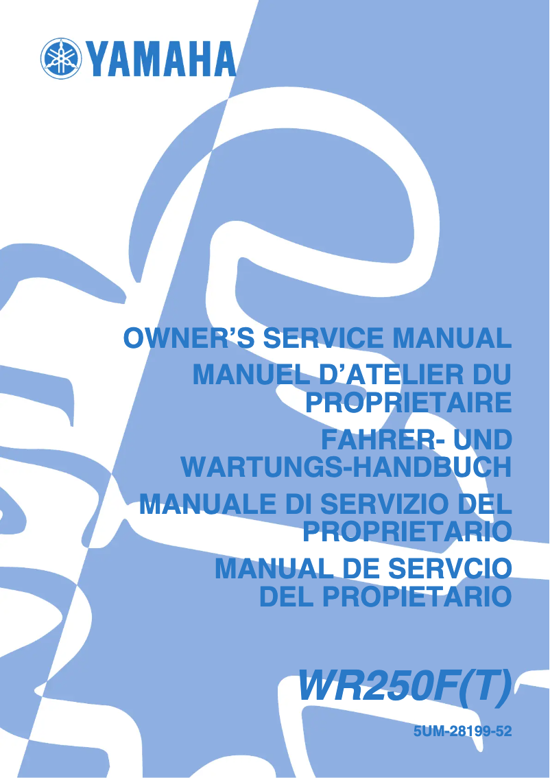 First page image of the manual for WR250F (2004)