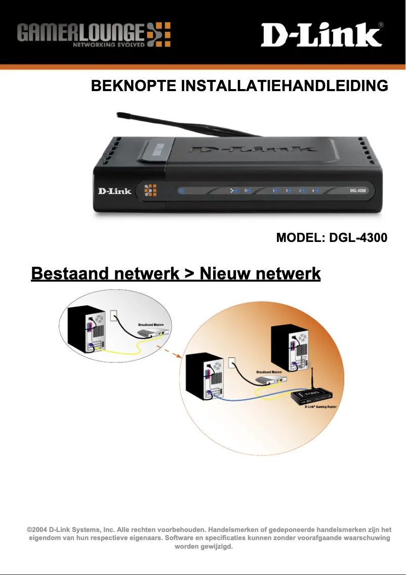Page 1 de la notice Manuel utilisateur D-Link DGL-4300 QIG