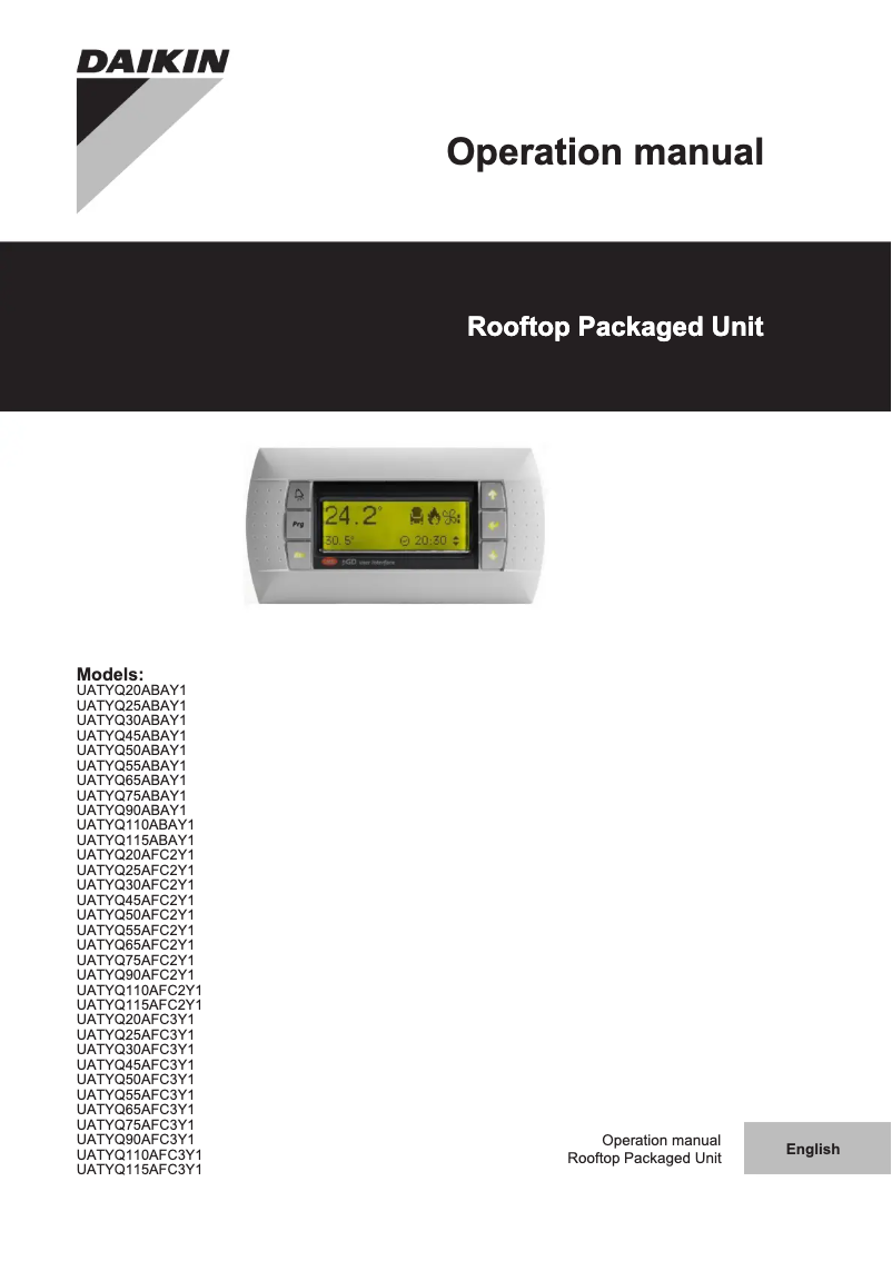 First page image of the manual for UATYQ55ABAY1