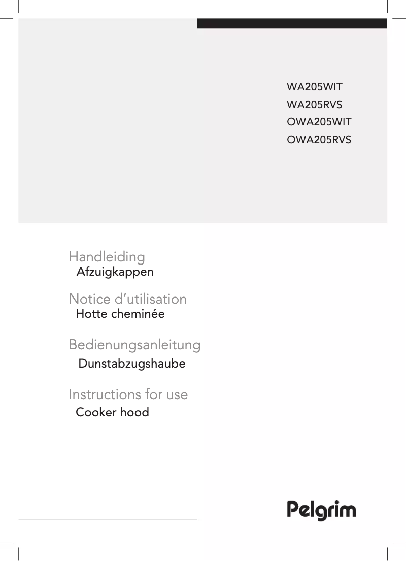 Page 1 of the manual User Manual Pelgrim WA205RVS