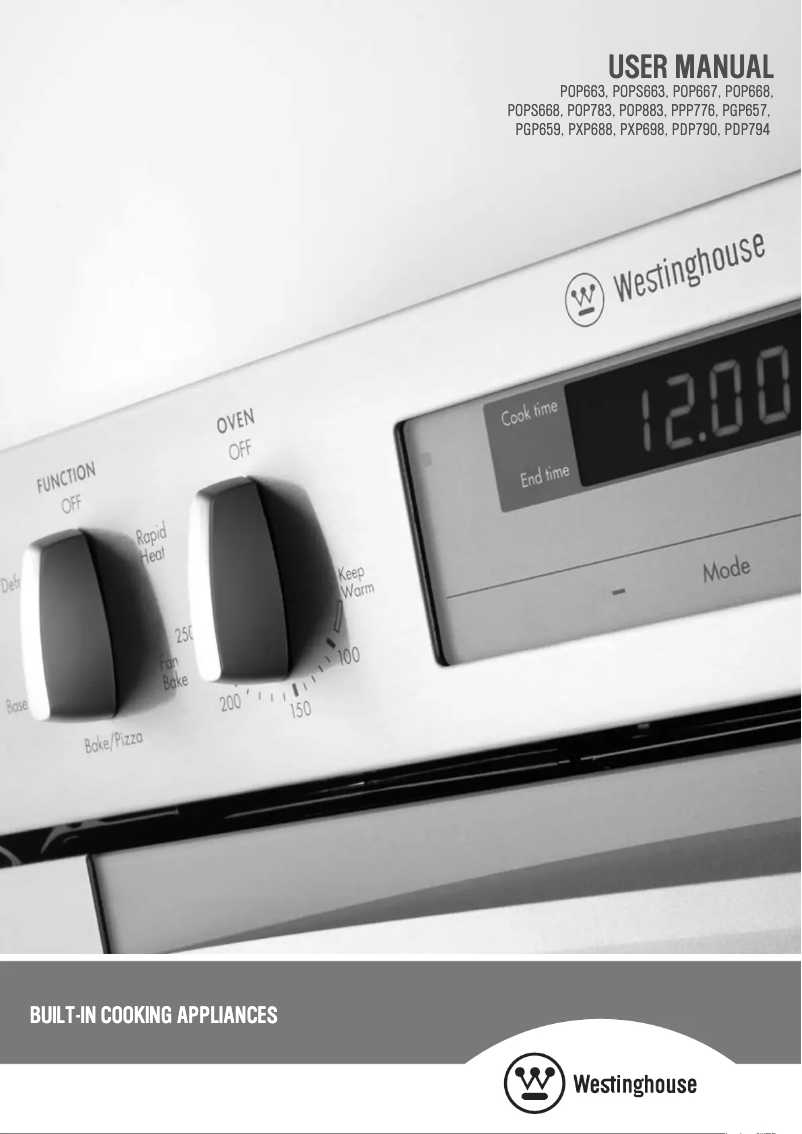 Page 1 of the manual User Manual Westinghouse POP663S