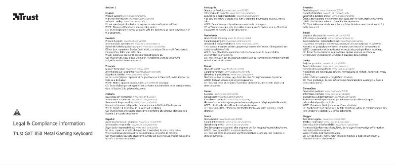 Page 1 of the manual User Manual Trust GXT 850 Metal Gaming Keyboard