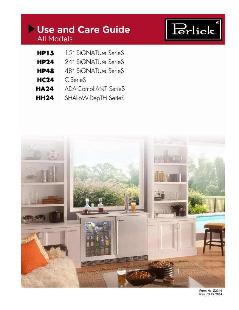 Page 1 of the manual User Manual Perlick Signature Series HP15TS-3-2L