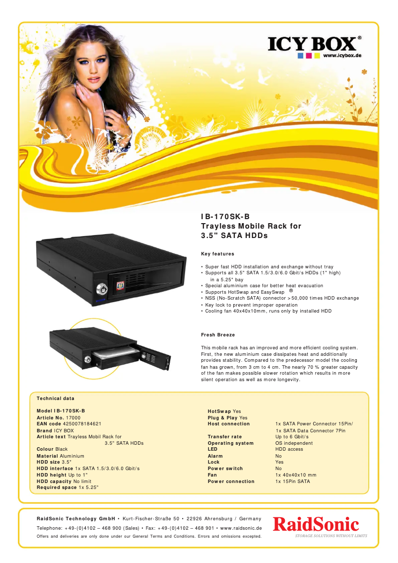 Page 1 of the manual Technical Sheet Icy Box IB-170SK-B