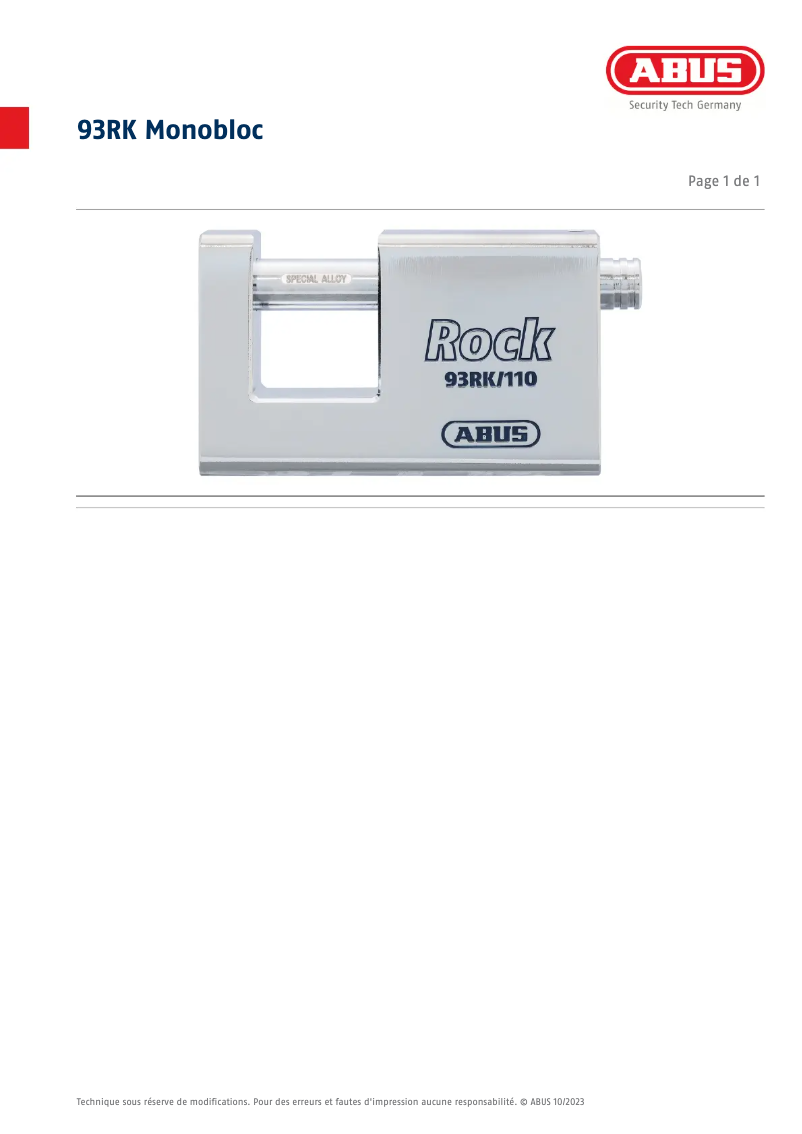 Image de la première page du manuel de l'appareil 93RK