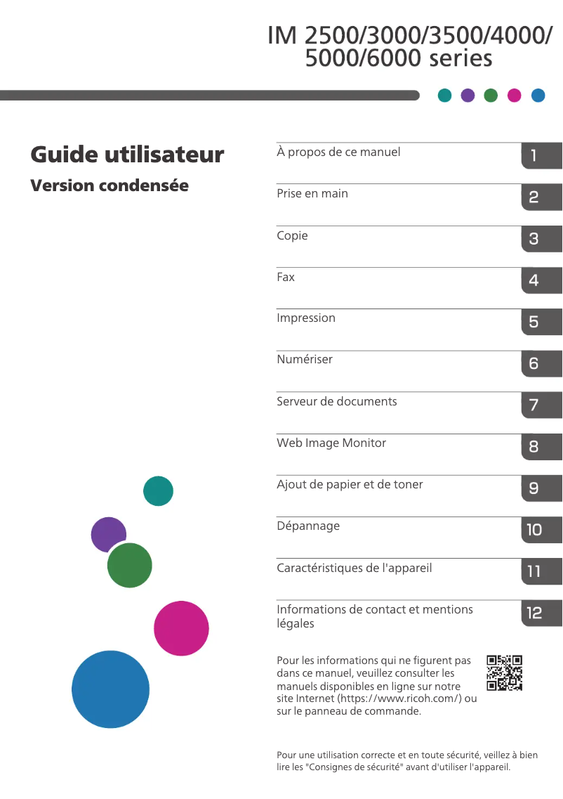 Page 1 of the manual Safety Instructions Ricoh IM 6000