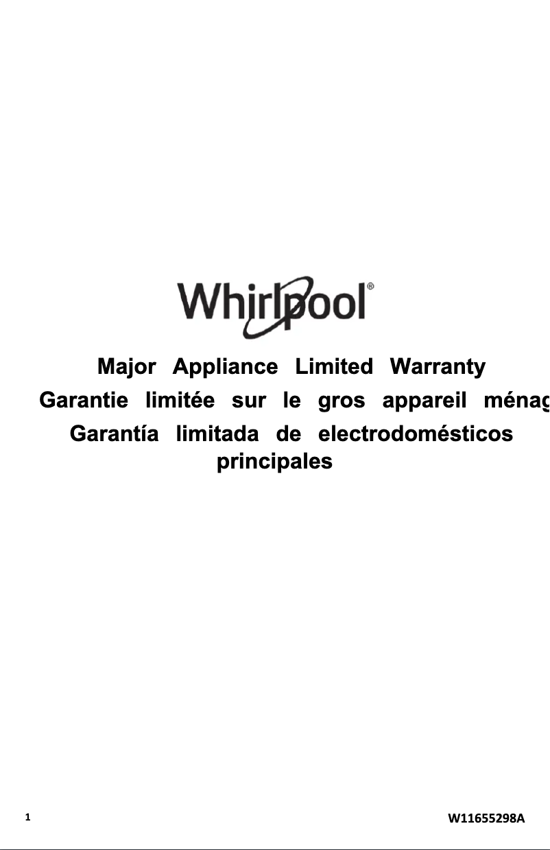 Page 1 of the manual Warranty Information Whirlpool WOED7030PV