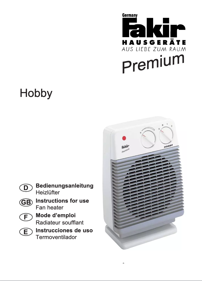 First page image of the manual for Hobby