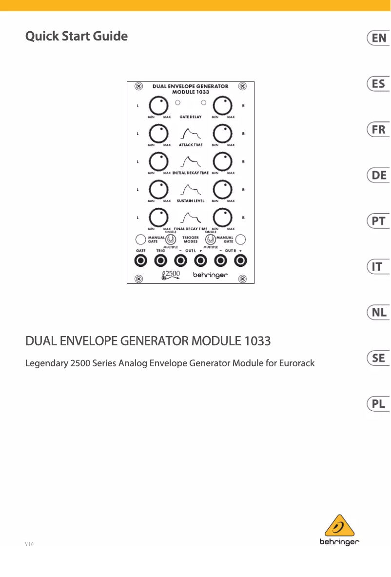 First page image of the manual for Dual Envelope Generator Module 1033