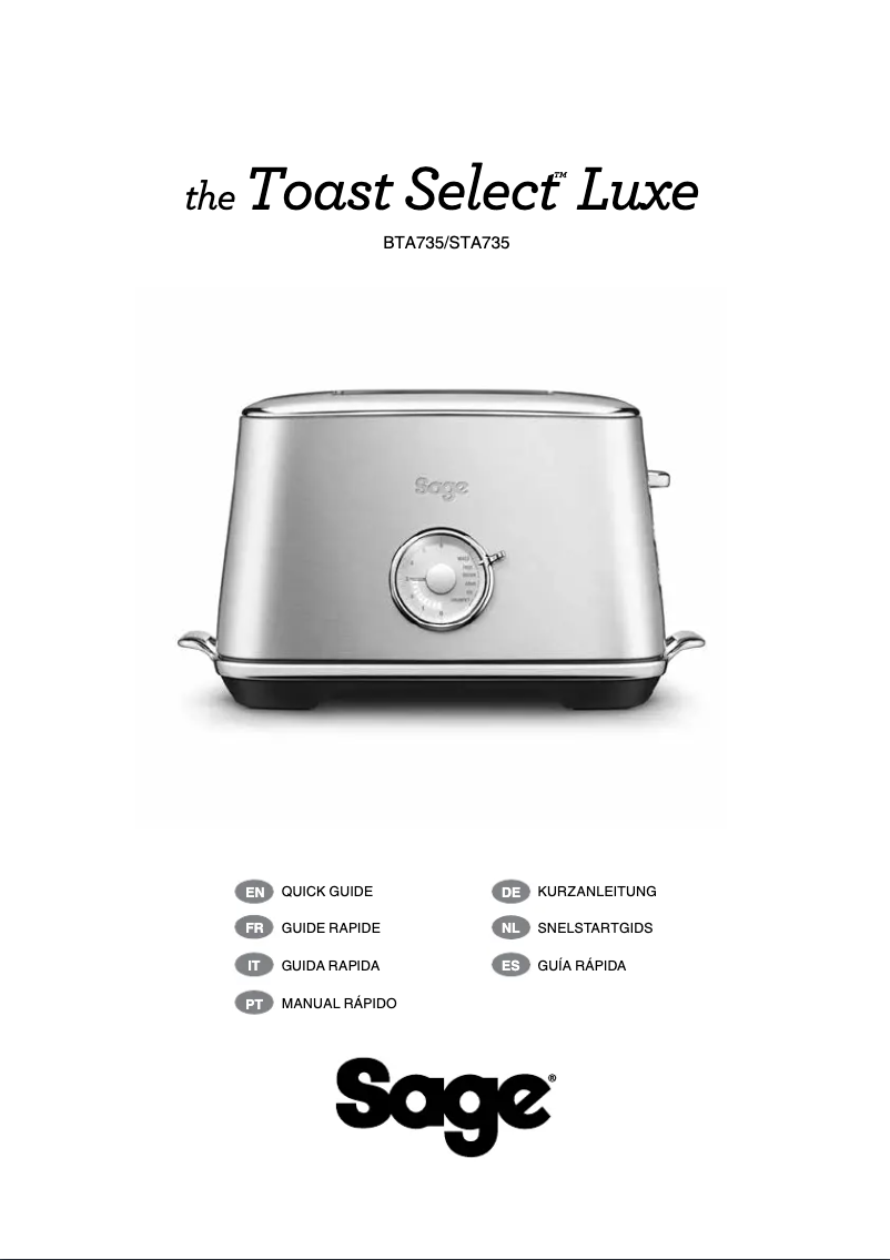 First page image of the manual for the Toast Select Luxe BTA735