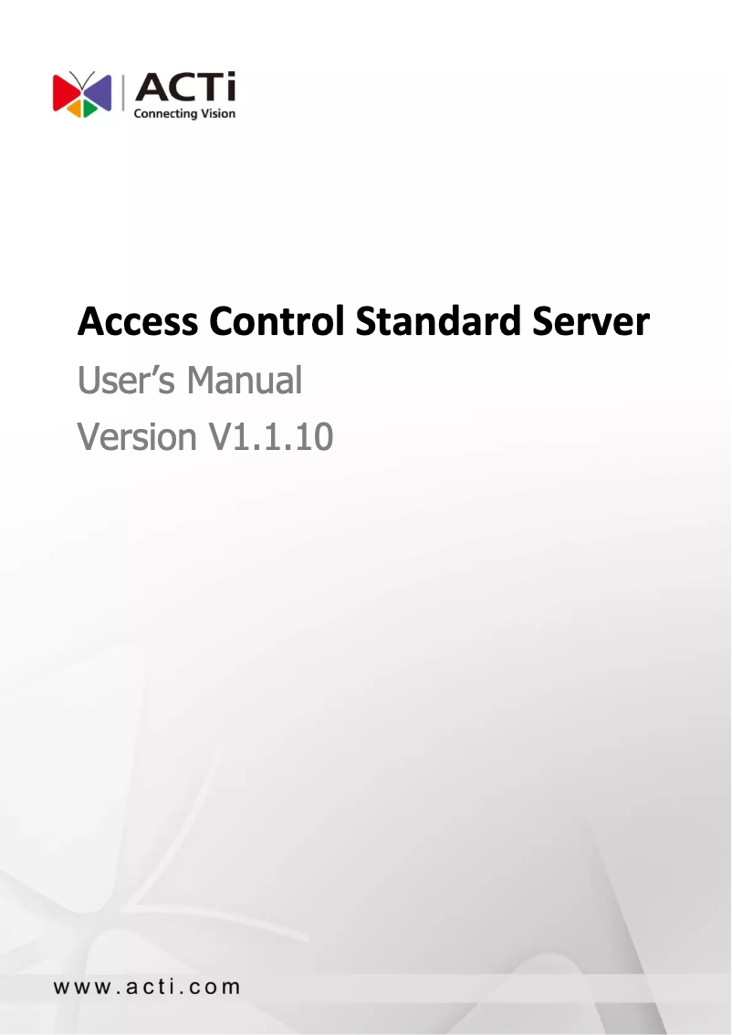 Page 1 of the manual User Manual ACTi ACS-100
