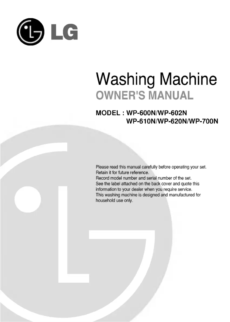 First page image of the manual for WP-602N