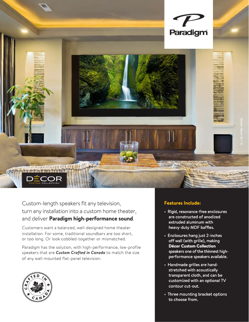 Page 1 of the manual Technical Sheet Paradigm Décor 2S