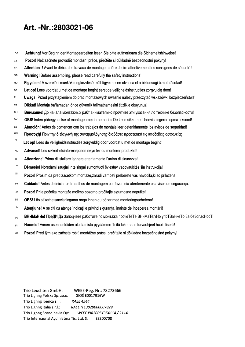 First page image of the manual for Xavi 2803021-06