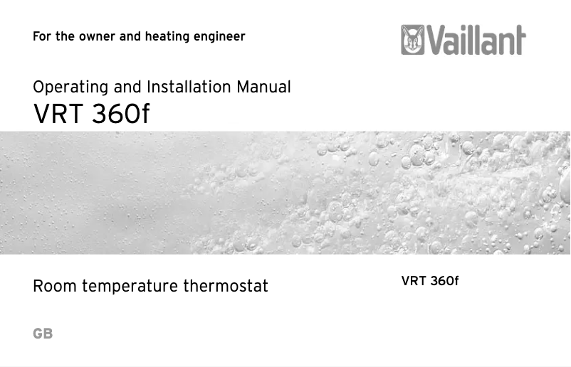 Page 1 of the manual User Manual Vaillant VRT 360F