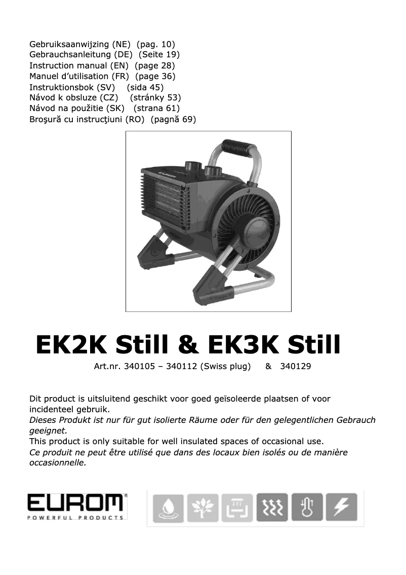 First page image of the manual for EK2K Still
