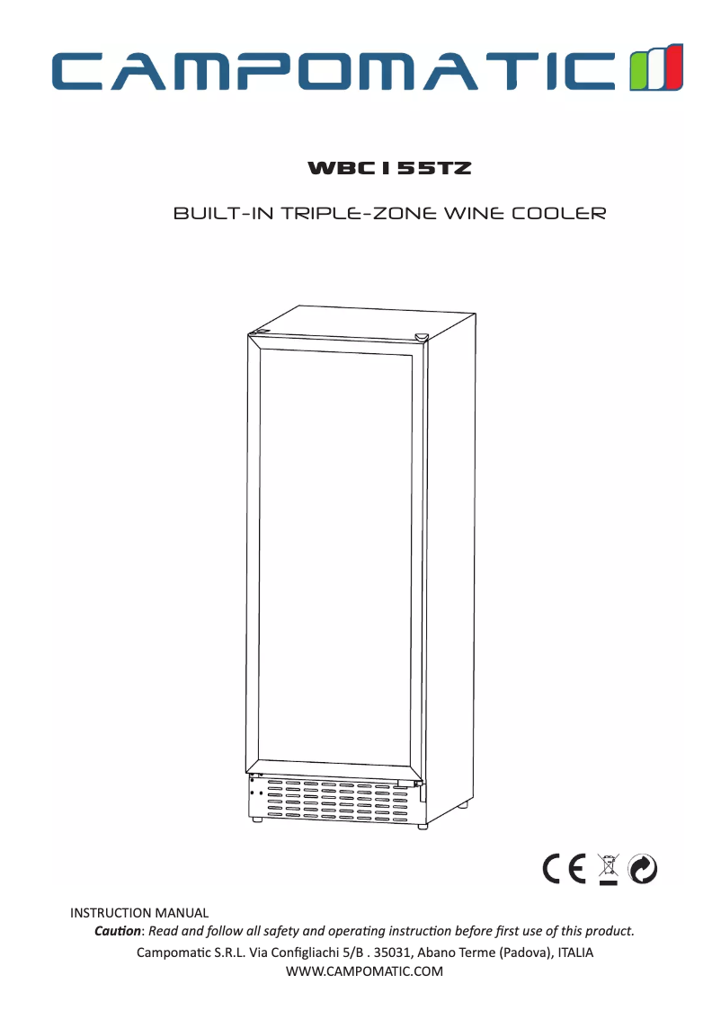 Page 1 of the manual User Manual Campomatic WBC155TZ