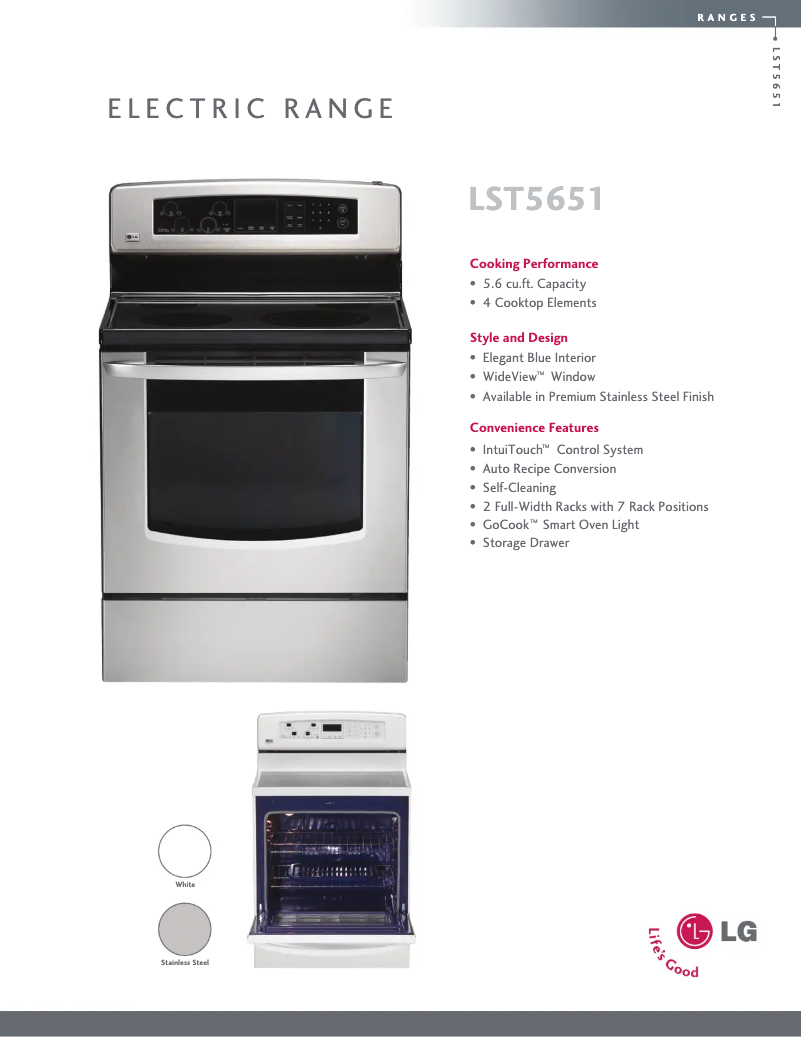 Page 1 of the manual Technical Sheet LG LST5651SS