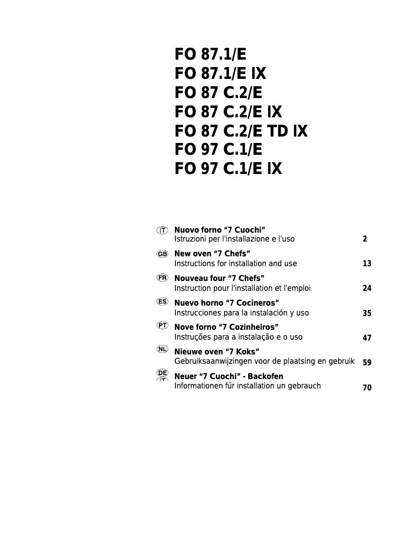 Page 1 of the manual User Manual Ariston Thermo FO 87 C.2 E