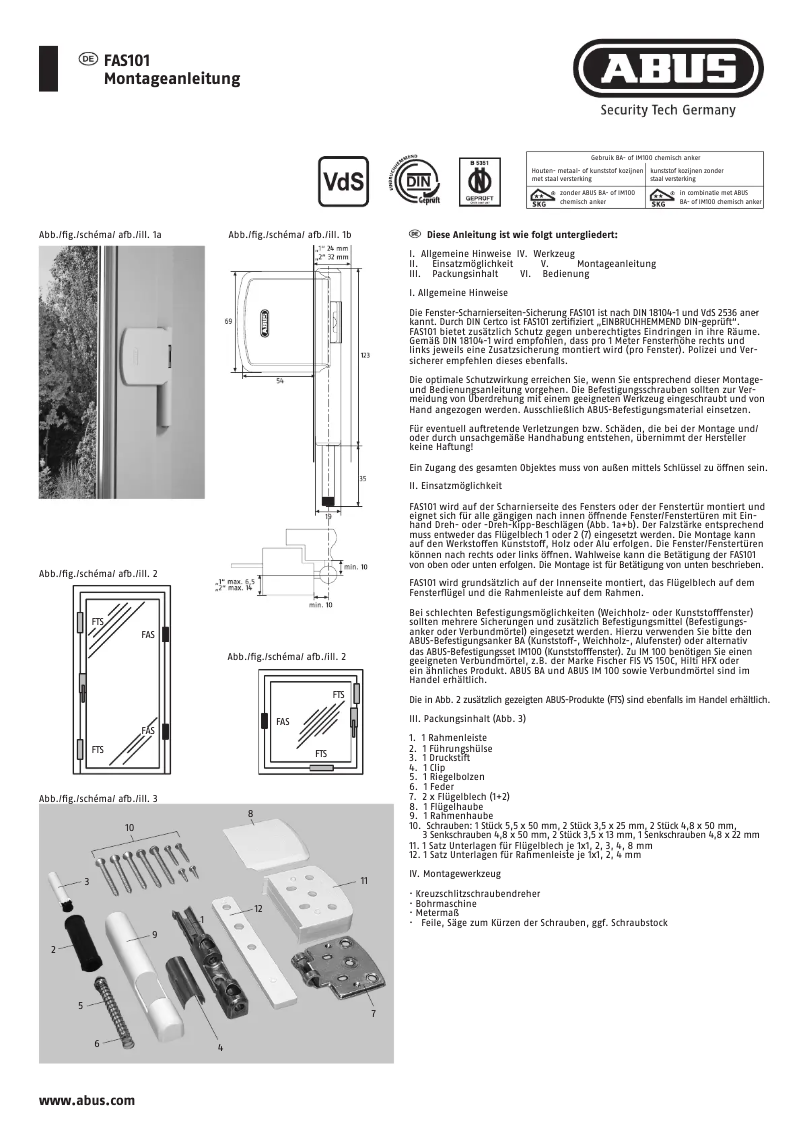 Page 1 de la notice Guide d'installation Abus ABFS27952