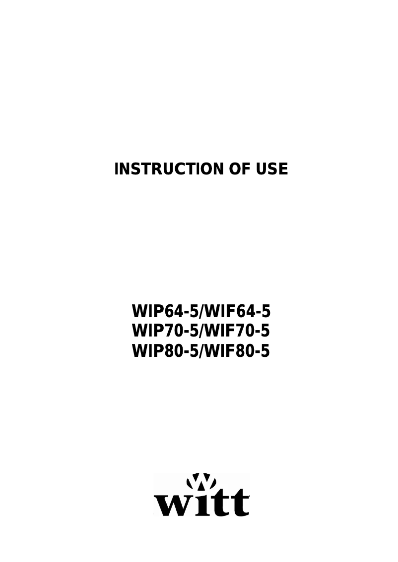 First page image of the manual for WIF70-5