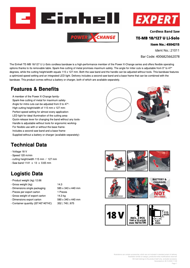 First page image of the manual for TE-MB 18/127 U Li