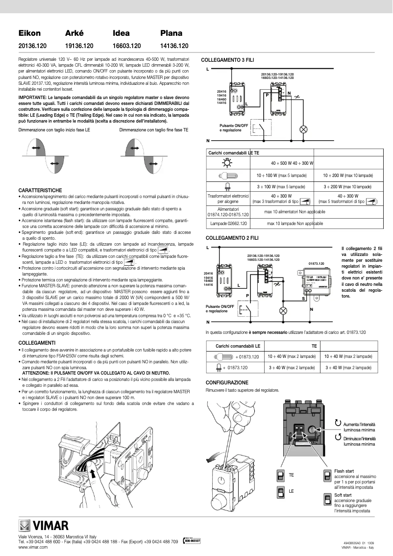 Page 1 of the manual User Manual Vimar 16603.120.B